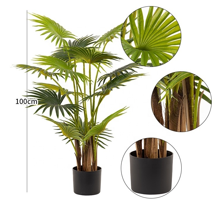 Pot Fake Flower Set Combination Bird Of Paradise Maidenhair Fern Plastic Artificial Palm Tree