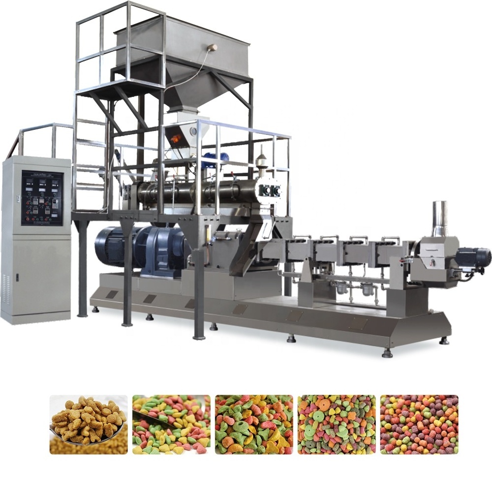 Twin screw Extruder line kibble animal dry dog and cat pet food production line