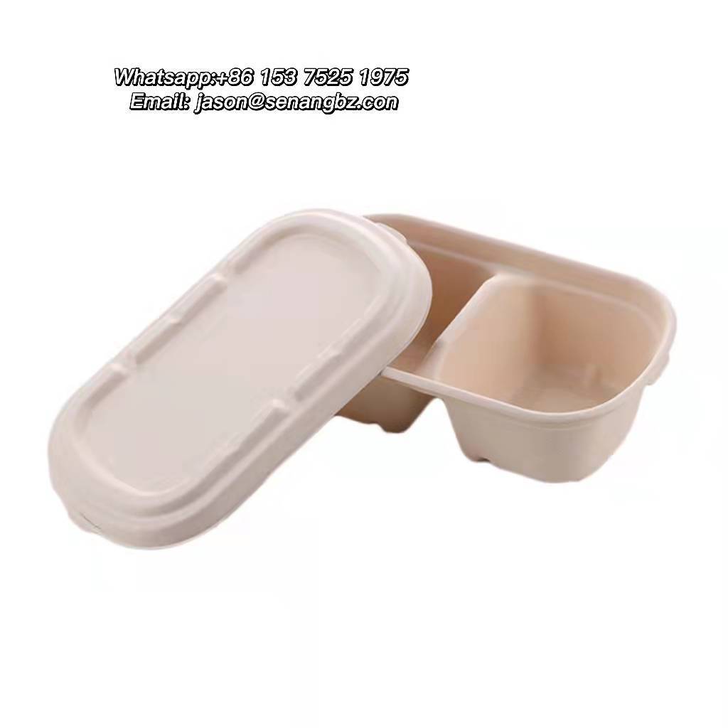 Biodegradable Sugarcane Pulp Food Containers Multi Compartment Dining Box