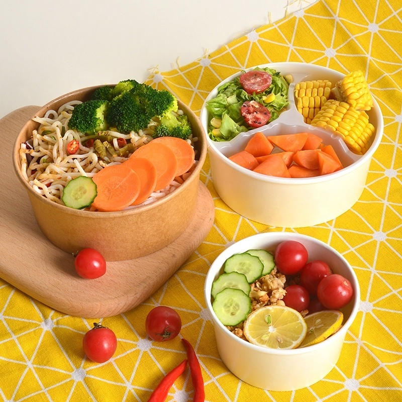 SenAng Food grade Kraft Paper Bowl eco-friendly Disposable Paper Bowl for salad