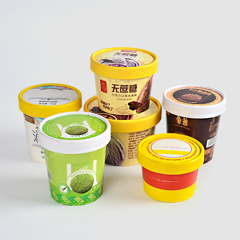 SenAng03 Eco Friendly Printed Logo Disposable 6 7 8 16 20 22 24 9 10 12 14 Oz Paper Cup Ice Cream Packaging