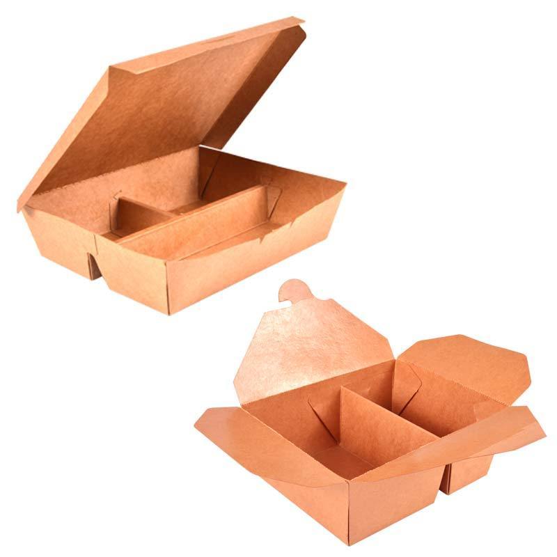 SenAng Custom Eco Friendly Biodegradable Kraft Takeaway Food Boxes Food Packaging Multi-compartment kraft paper lunch box