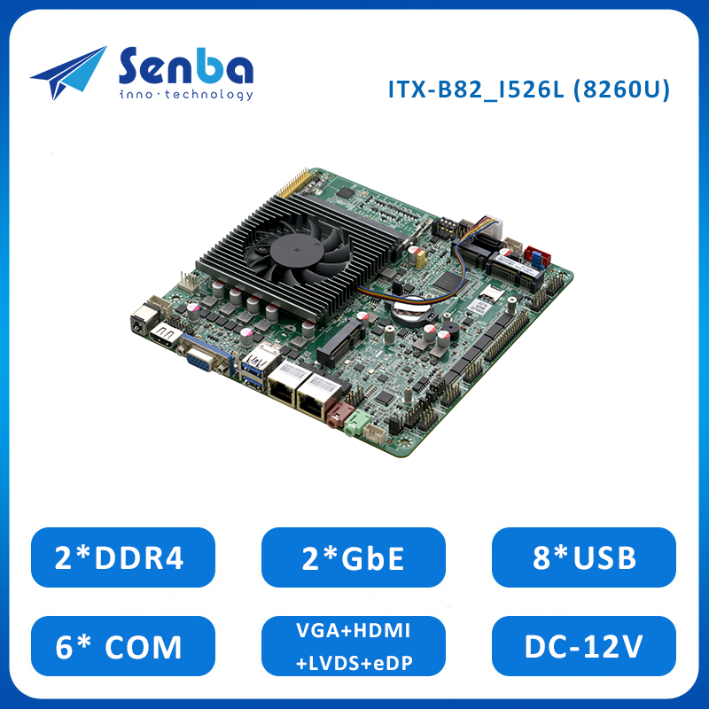 ITX-B82_I526L Mainboard with i5-8260U Processor Cpu Motherboard Combo DDR4 2 RJ45 Lan SSD M.2 Single Board Computer