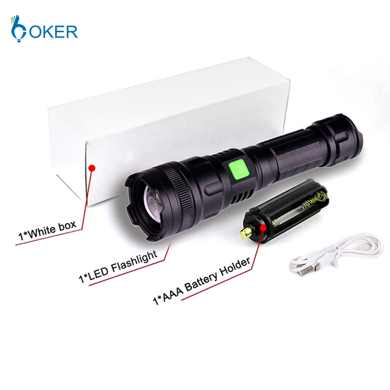 LED Flashlight Powerful 800 High Lumens USB Rechargeable Flashlights 3 Modes Zoomable Waterproof Flash Light