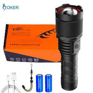 Zoom Rechargeable Tactical Throwing Torch Light Led Super Bright High Power Long Range White LED Flashlight