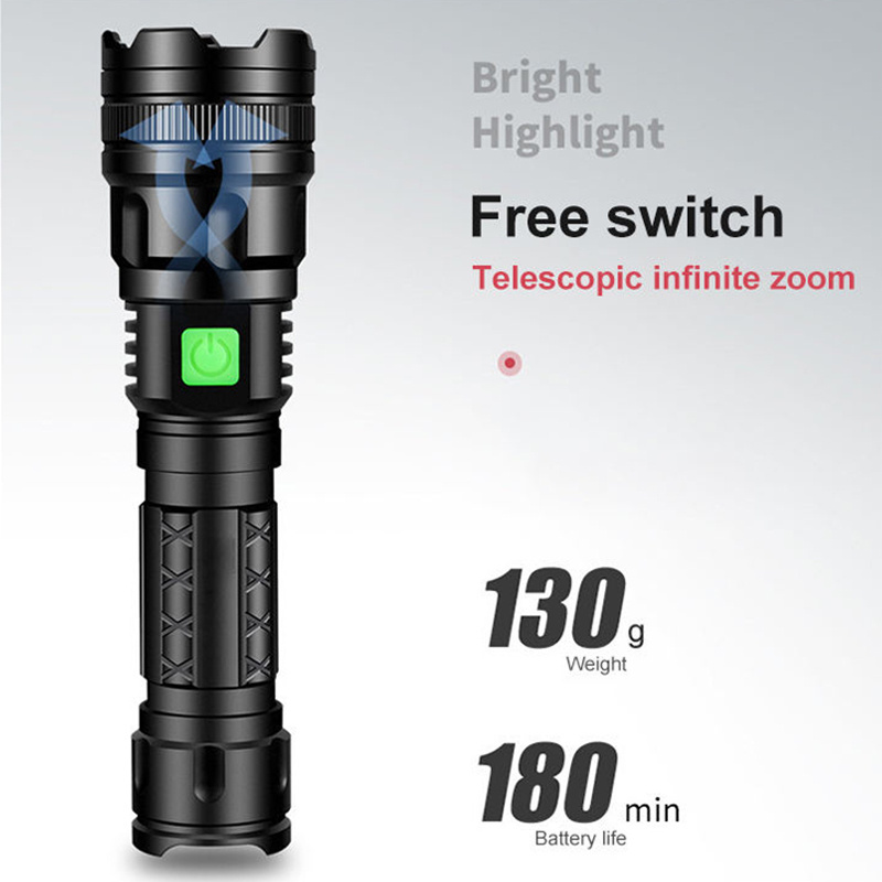 USB Rechargeable Led Waterproof 800 High Lumens Zoomable aluminum alloy Tactical Camping Flashlight