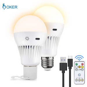 Rechargeable Light Bulbs with Remote Dimmable Battery Powered Light Bulbs USB Rechargeable Emergency LED Light Bulbs