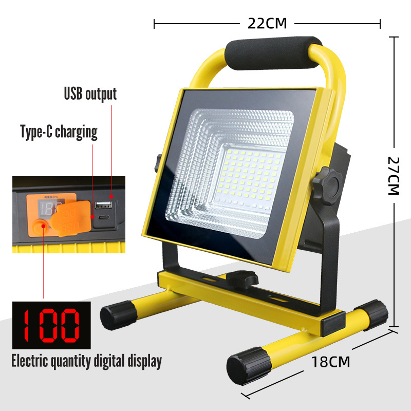 solar  work light with rechargeable battery  tripod outdoor led  floodlight camping portable  multi function