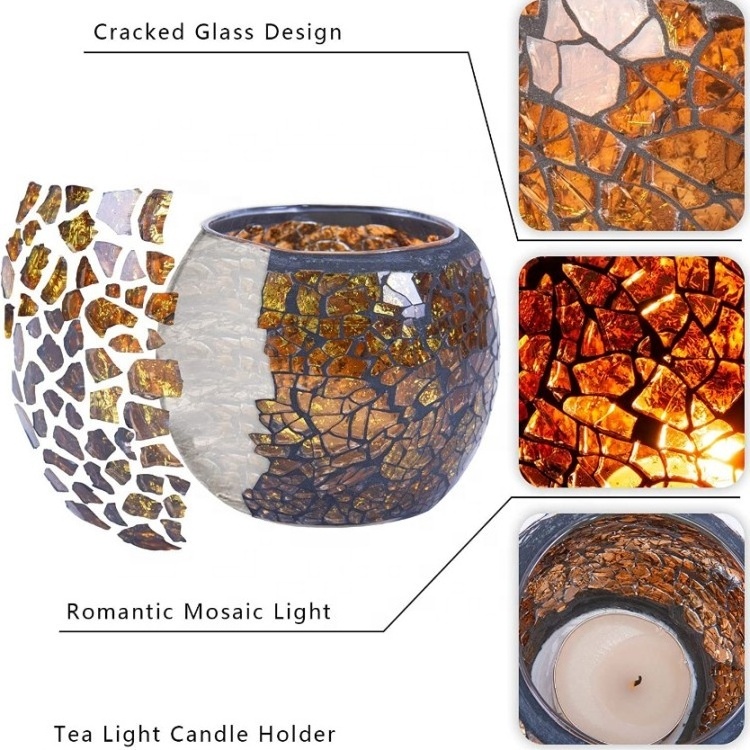 Scented Votive Mosaic Candle Holder Glass Tea Light Holder Cylinder Handmade Romantic Jar Pen Holder