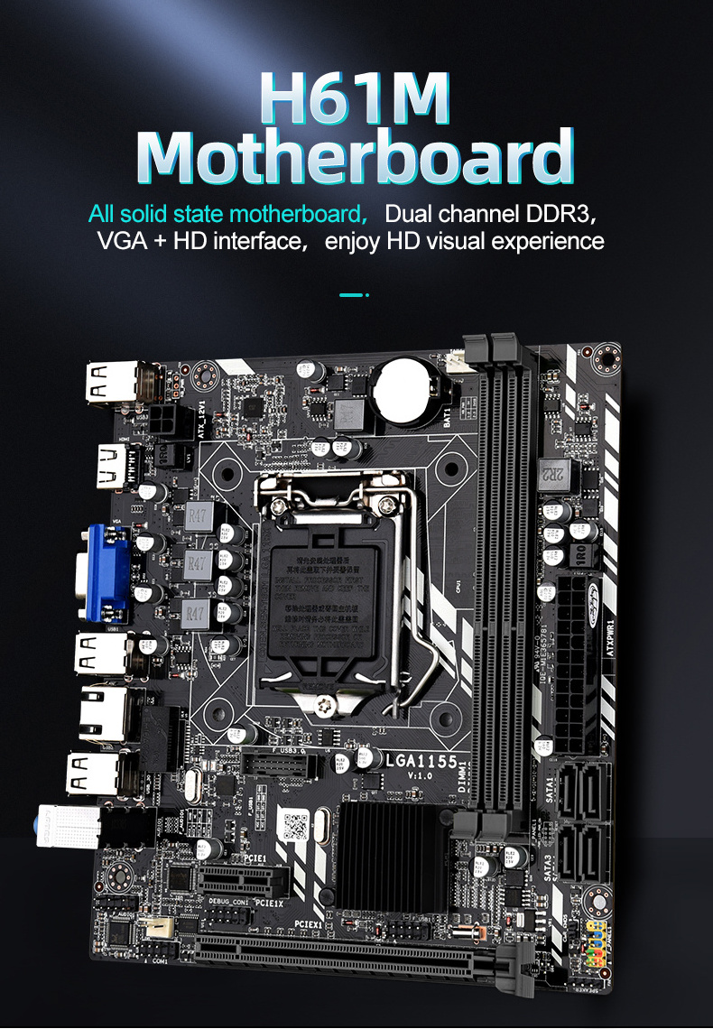 Best selling high quality h61 motherboard lga 1155 ddr3 16gb h61 motherboarderboard