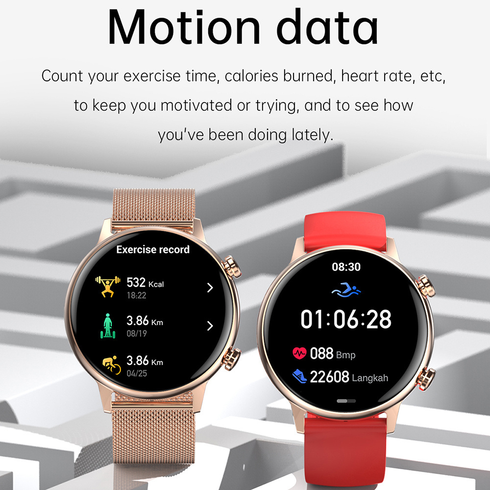 SENBONO HK39 New SmartWatch AMOLED Women Fashion Lovely Bracelet BT Call Blood Pressure Sports Fitness Tracker Smartwatch Ladies