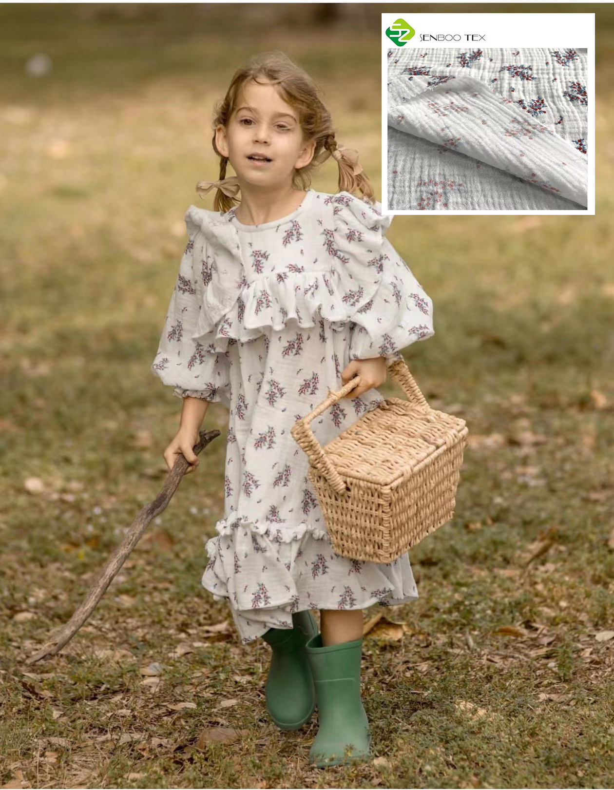 Customizable Pattern Gots Certified 100 Organic Cotton Kids Gauze Fabric Used For Girl's Dress