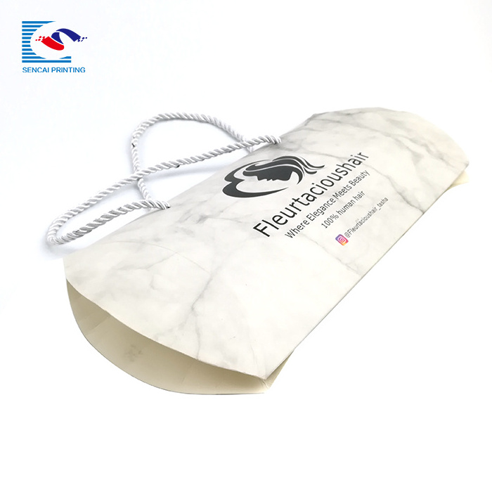 Custom Cheap Matte Pillow box With Rope Handle For Hair Packaging