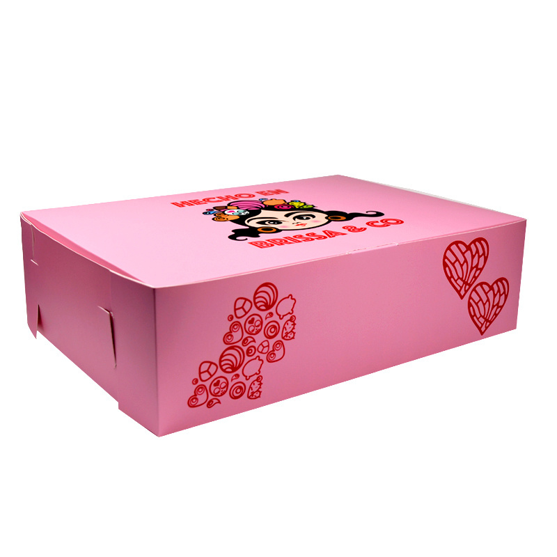 SENCAI Custom Pink Print Coated Food Paper Box Packaging 3 Donuts Boxes