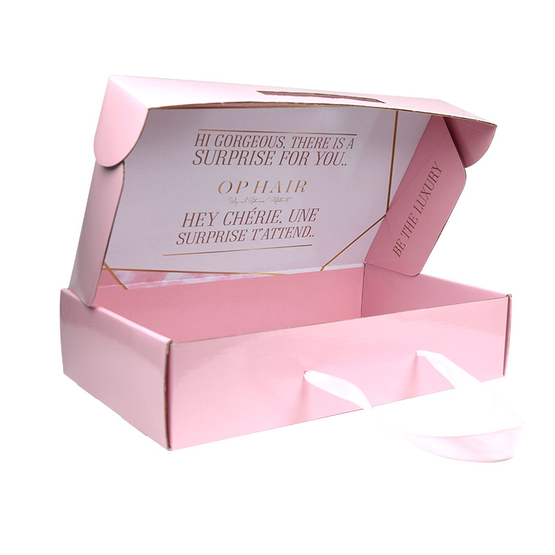 SENCAI High-end Customized Pink Color Mailer Box For Wig Packaging With Logo