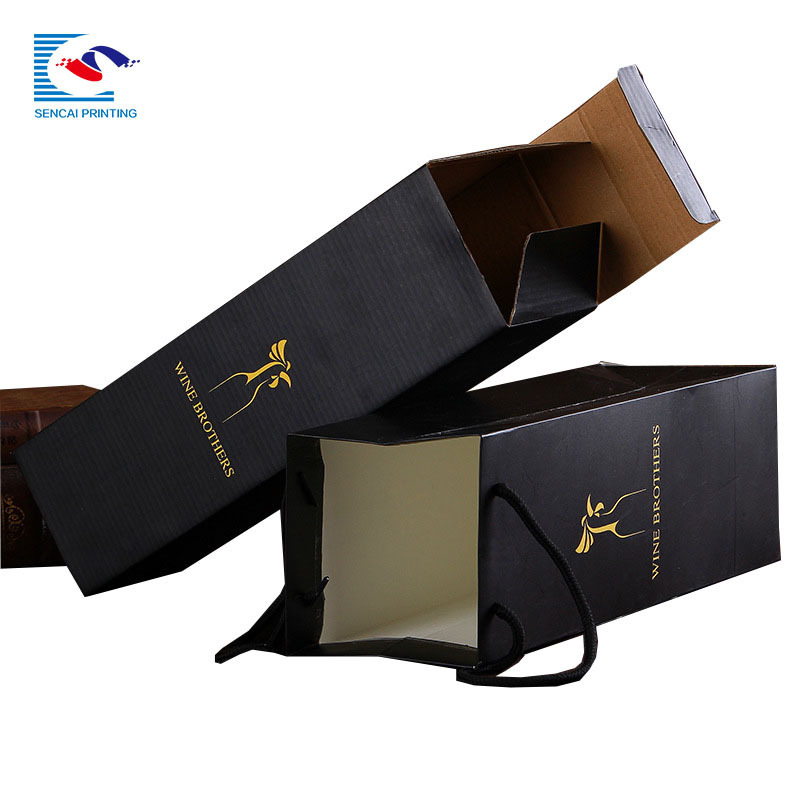 Luxury fruit wine box Kraft handle characteristic custom gift packaging paper bag