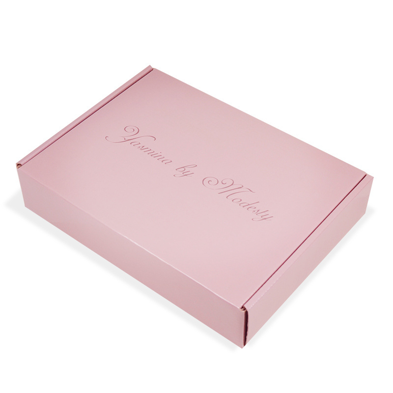 Exquisite top-end customized logo pink corrugated gift  paper mailer box packaging with gloss lamination