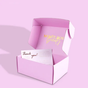 Exquisite top-end customized logo pink corrugated gift  paper mailer box packaging with gloss lamination