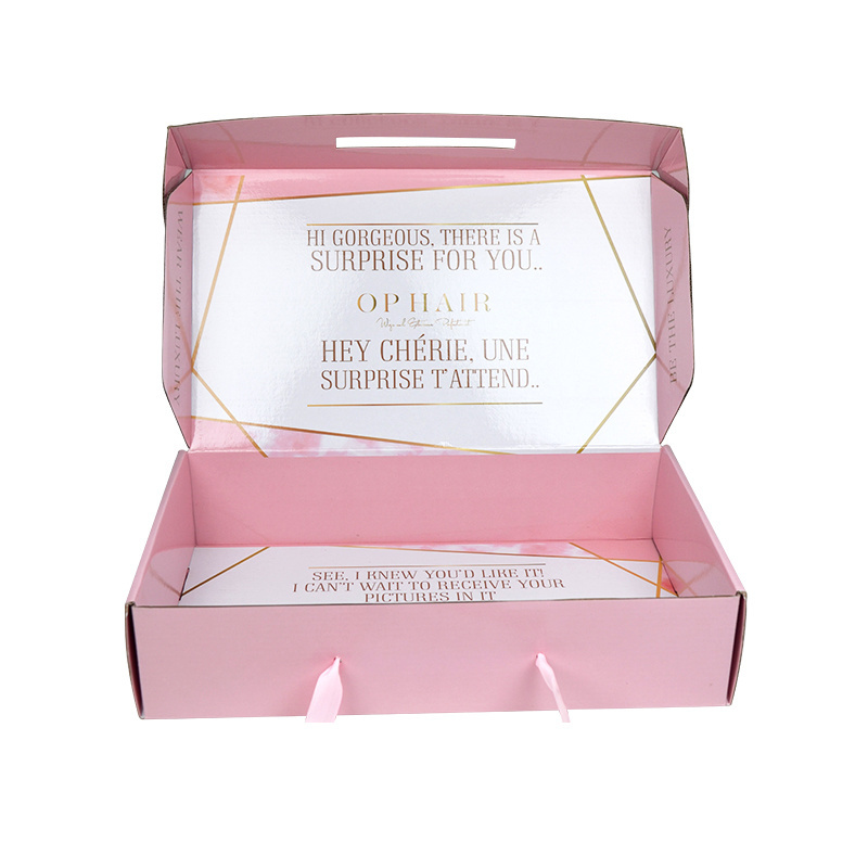 SENCAI High-end Customized Pink Color Mailer Box For Wig Packaging With Logo