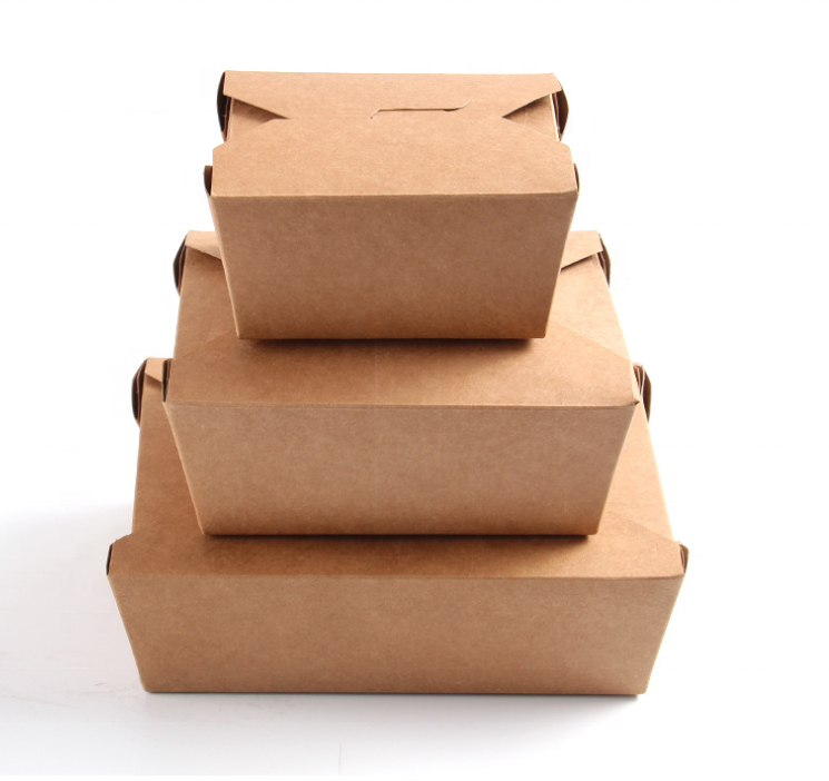 Wholesale  disposable recyclable custom meal  food take-out packaging kraft paper box