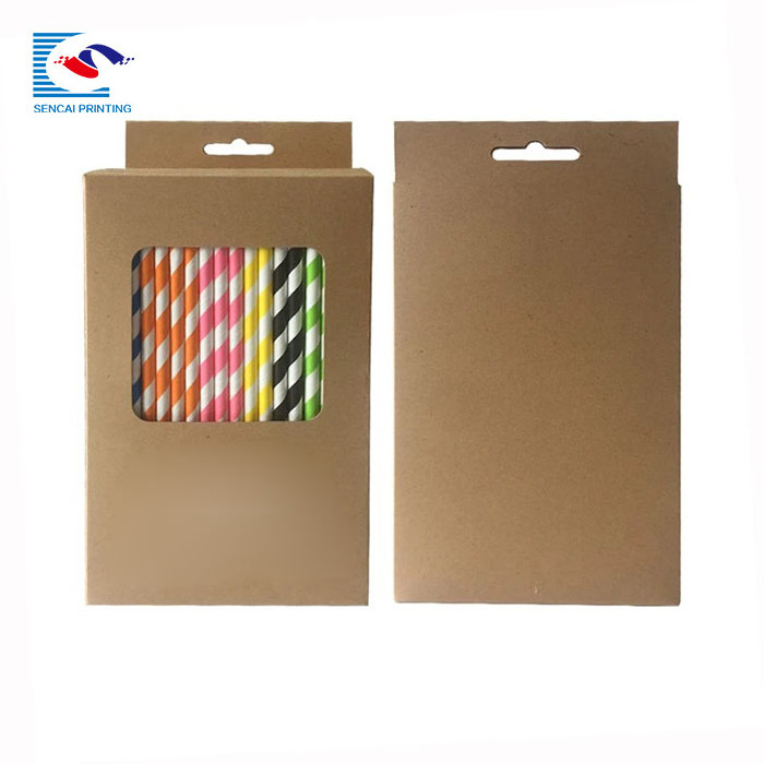 Hanger Box Custom Logo Craft Paperboard Box Kraft Box Packaging With Window