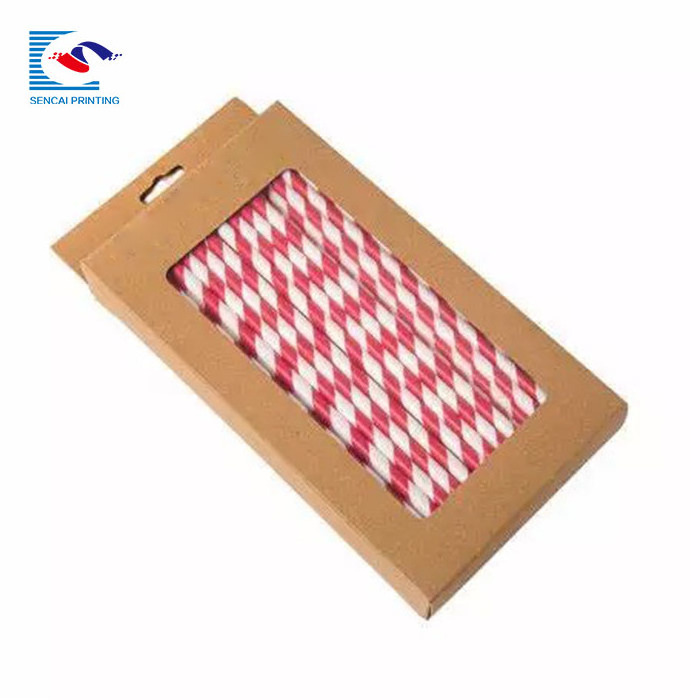 Hanger Box Custom Logo Craft Paperboard Box Kraft Box Packaging With Window