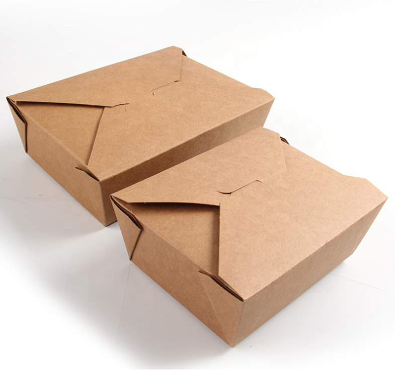 Wholesale  disposable recyclable custom meal  food take-out packaging kraft paper box