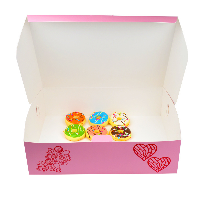 SENCAI Custom Pink Print Coated Food Paper Box Packaging 3 Donuts Boxes