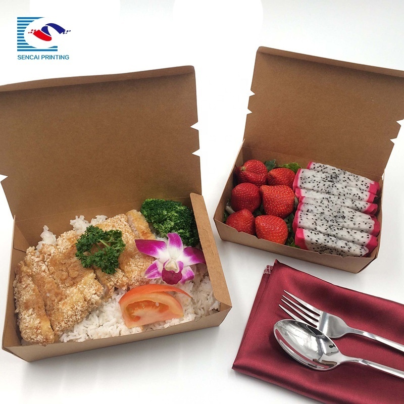 Wholesale  disposable recyclable custom meal  food take-out packaging kraft paper box