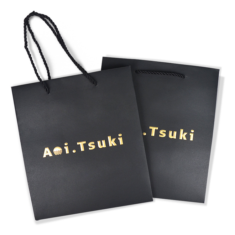 Sencai Black Paper Bag Black Kraft Paper Bag For Shopping Luxury Brands Paper Bag