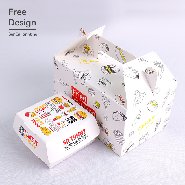 Colorful Wholesale Custom Packaging Burger Boxes Food Pastries Fried Chicken Packaging Boxes Custom Food Packaging Boxes