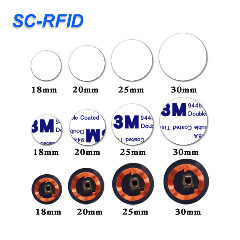 125Khz  RFID Coin ID Card Tag TK4100 EM4100 Read Only Diameter 25mm 30mm for Access Control