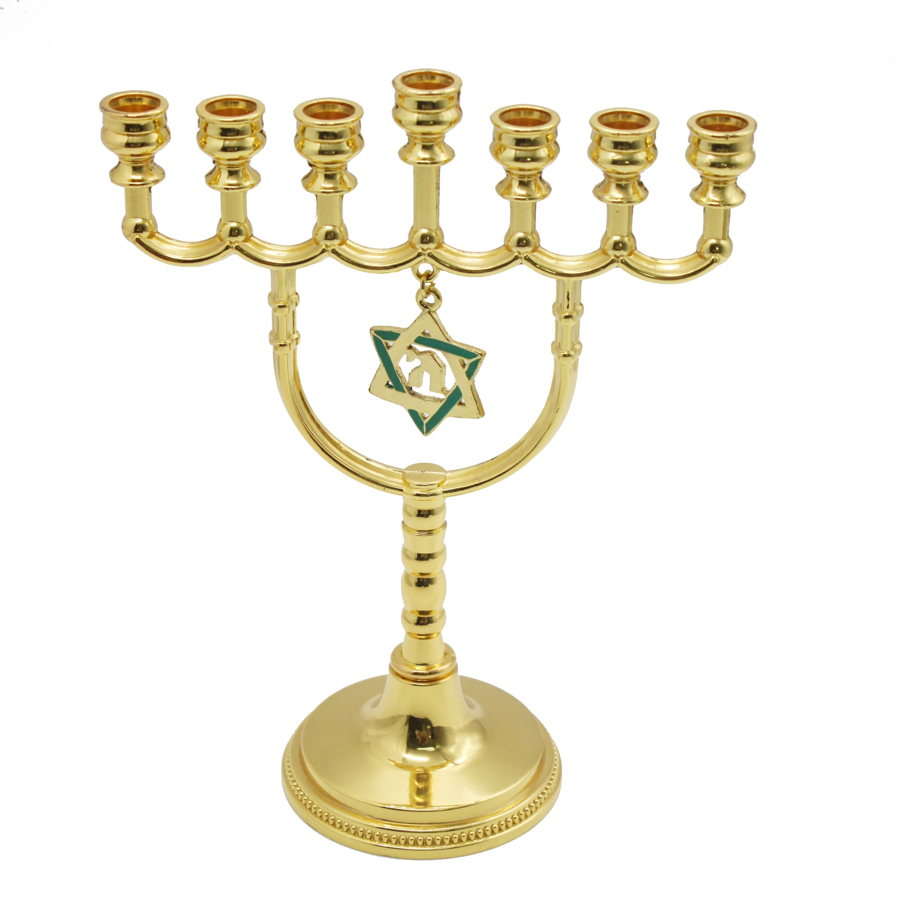 Jewish Holiday Golden Menorah Star of David Charm Candelabra