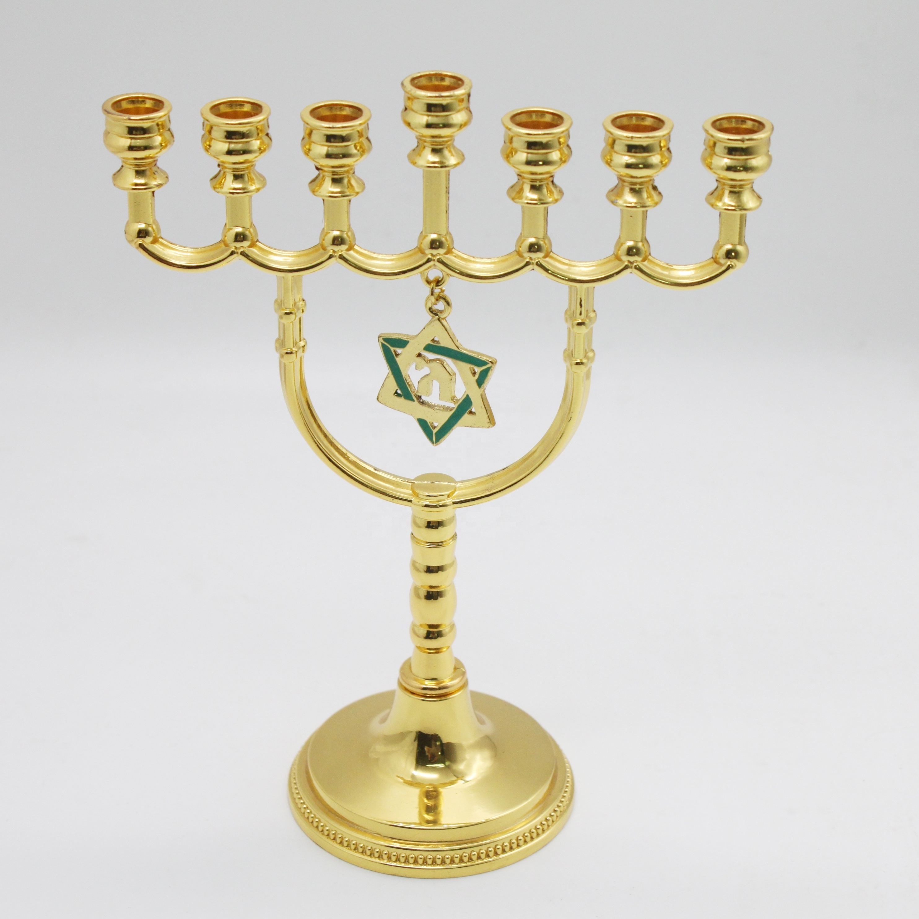 Jewish Holiday Golden Menorah Star of David Charm Candelabra