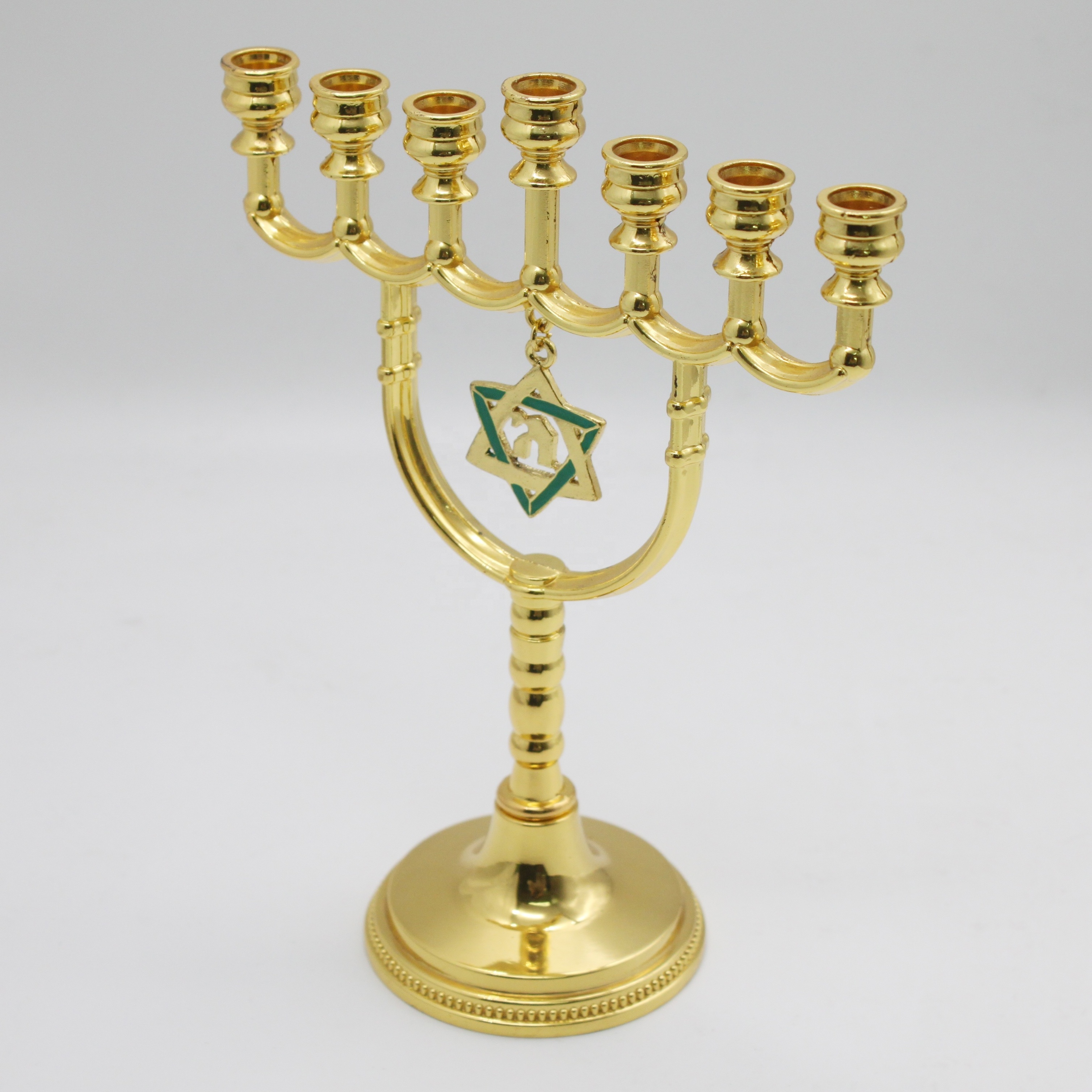 Jewish Holiday Golden Menorah Star of David Charm Candelabra