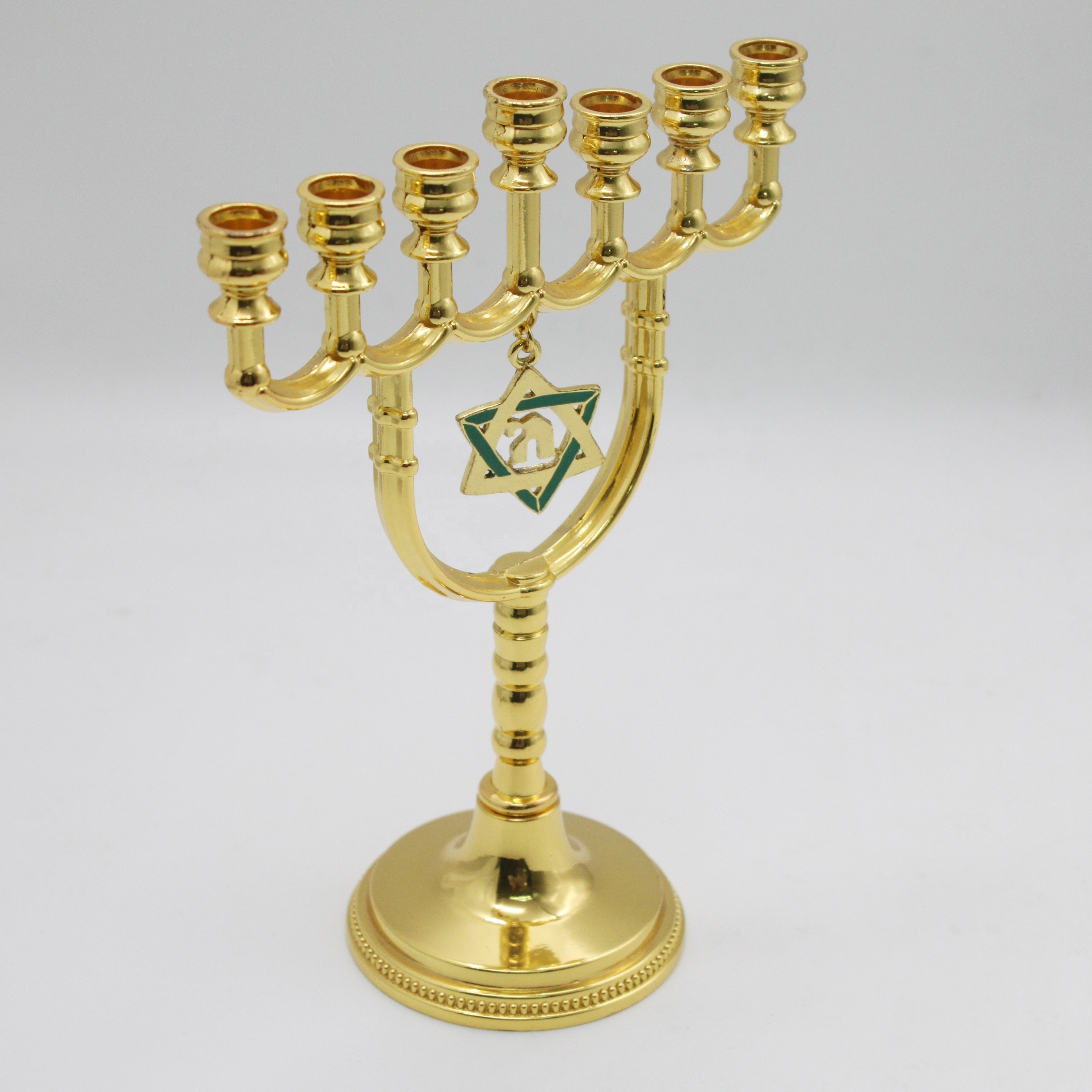 Jewish Holiday Golden Menorah Star of David Charm Candelabra