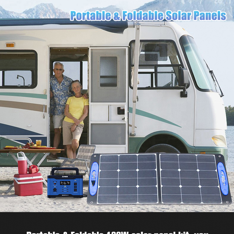 For home and outdoors Folded and Portable Flexible Solar Panels 100W power backup Solar station Power Energy System