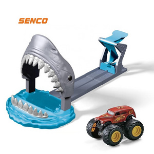 Interesting Shark Boys Ejection Car Track Catapult Toy Kids Gift Toys Ejection Shark Race Track Toys Launching Track