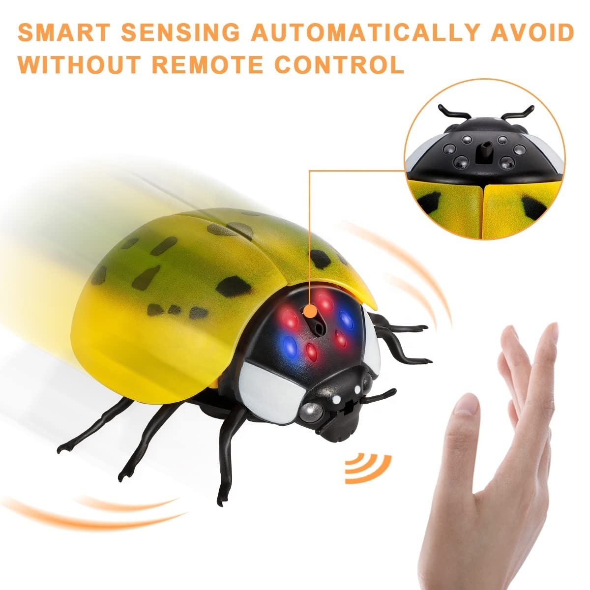 Insect Animal Tricky Toy  insect series battery operated realistic intelligent induction kids small ladybugs toys with LED light