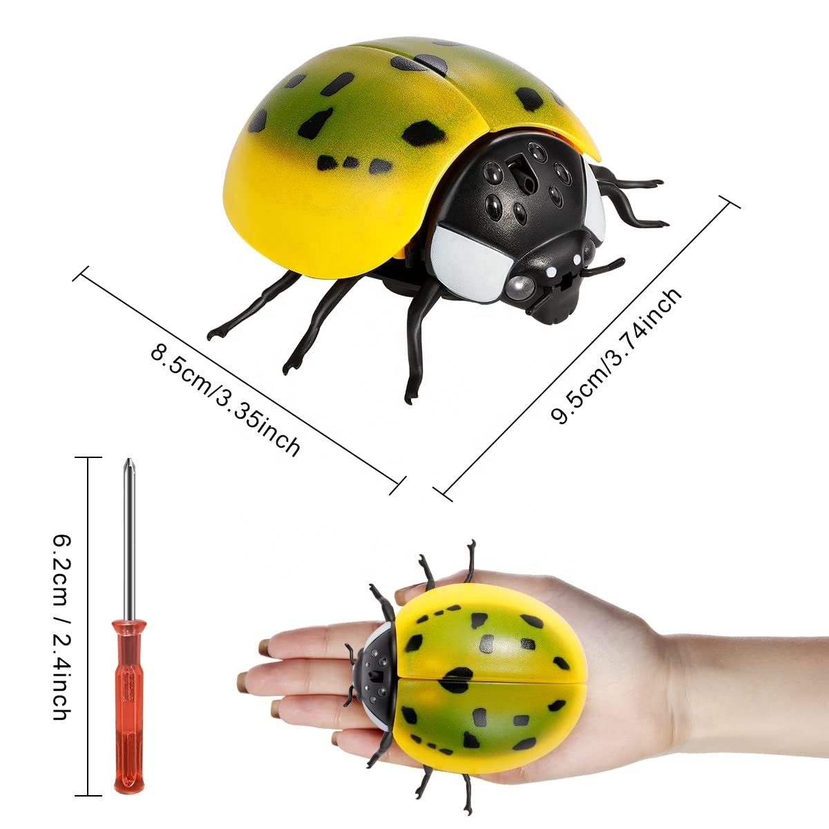 Insect Animal Tricky Toy  insect series battery operated realistic intelligent induction kids small ladybugs toys with LED light