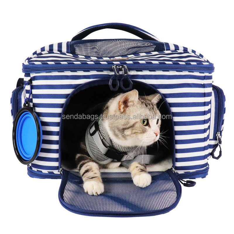 Custom Printed Portable Pet Puppy Gear Carrier Tote with plush Mat for Cats and Dogs Cozy Pet Travel Carrier Bag