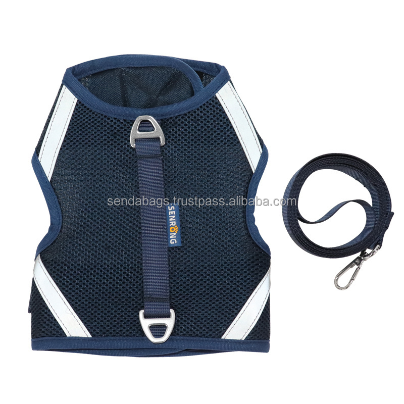 Pet Dog Harness Vietnam Manufacturer Wholesale Eco-friendly Air Mesh Soft Adjustable Custom Dog Harness And Leash Set