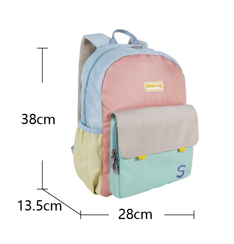 OEM ODM Custom embroidery logo primary secondary students waterproof shoulder school bag cute colorful backpacks for girls