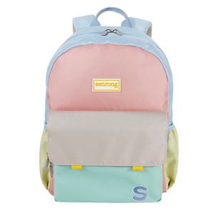 OEM ODM Custom embroidery logo primary secondary students waterproof shoulder school bag cute colorful backpacks for girls