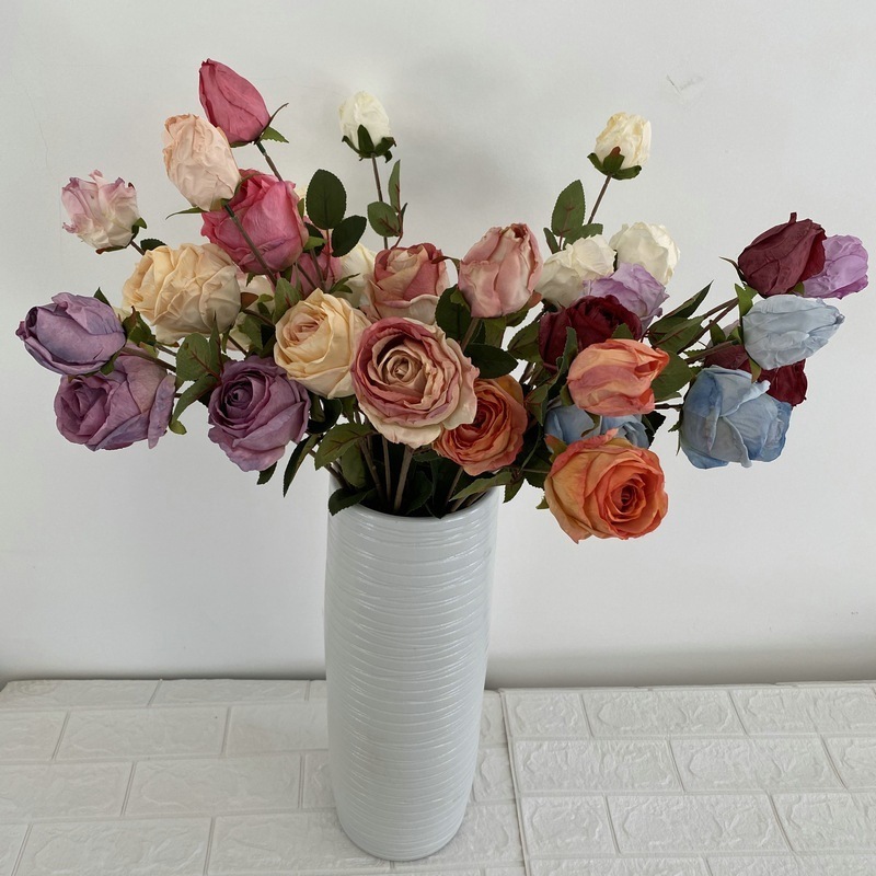 New Tall Decoration Open Flowers Artificial Flower New Star Silk Single Rose spray for Sale