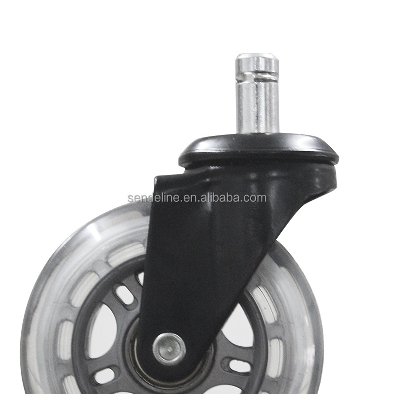 wholesale Ergonomic grid ring heavy duty 75mm transparent rubber office wheels chair caster