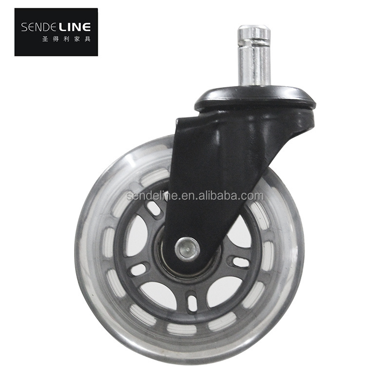 wholesale Ergonomic grid ring heavy duty 75mm transparent rubber office wheels chair caster