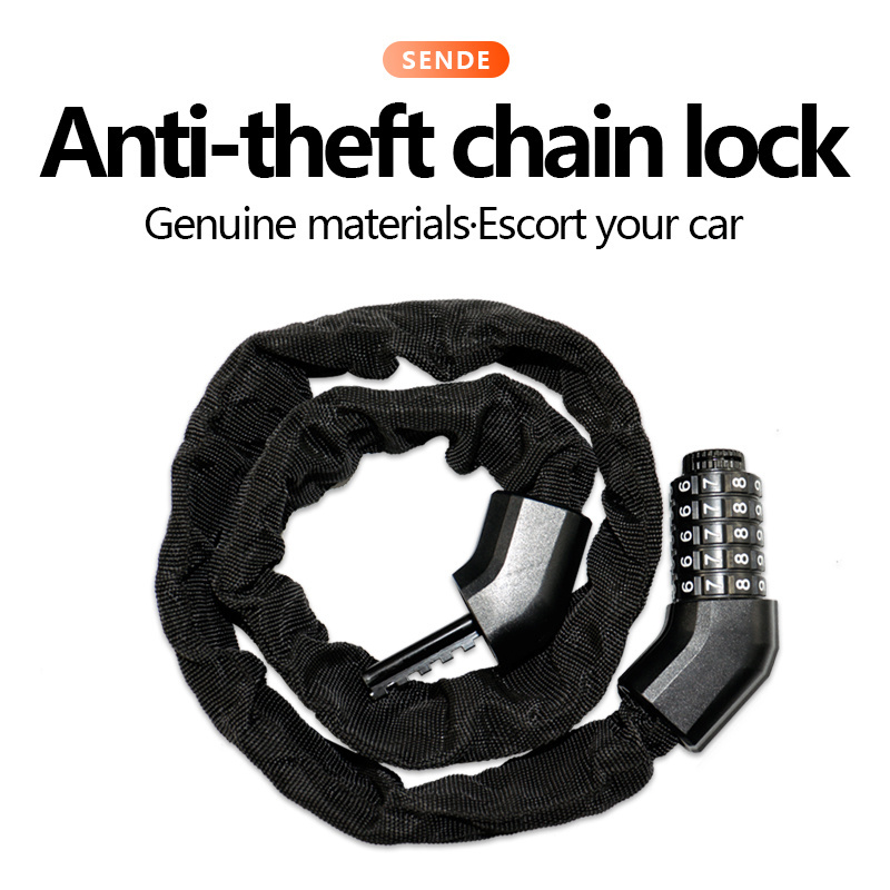 SENDE Bicycle chain lock 5-digit code, e-bike, fence gate, heavy duty anti-theft lock Suitable for motorbikes, gates, etc.