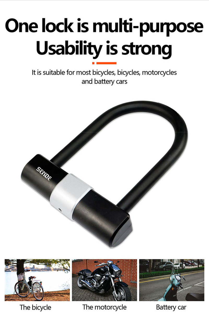 Bike Security Long Anti Shear Combination U Lock with Smart Anti Theft Technology