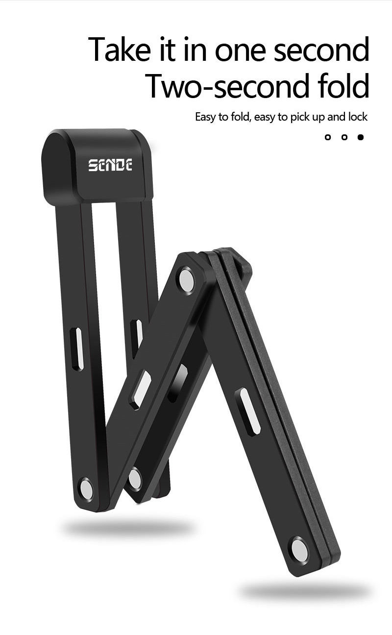 SENDE Bicycle Bar 500g Folding Lock, Lightweight Hardened Steel Folding Bicycle Lock with Mounting Bracket E-Bike Tools